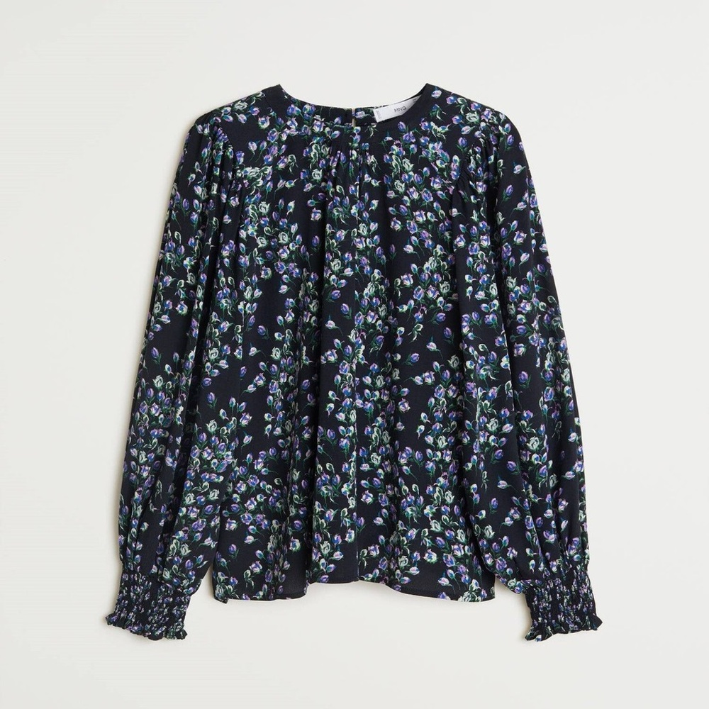 Mango Matching Set! XS/S Maxi Skirt + Blouse- Black Tiered- Purple Floral Print - Picture 2 of 14